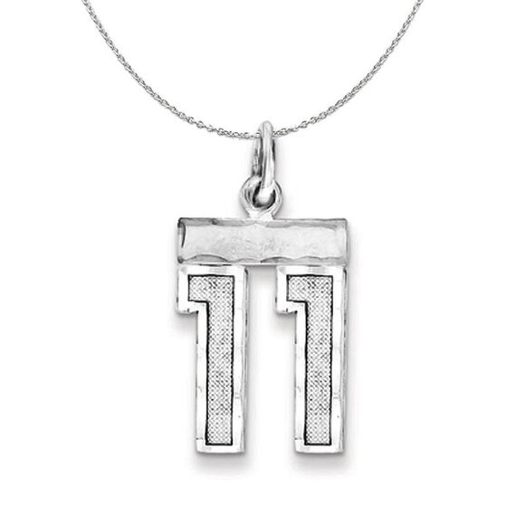 Silver, Varsity Collection, Small D/C Number 11 Necklace - 24 In - Picture 1 of 8